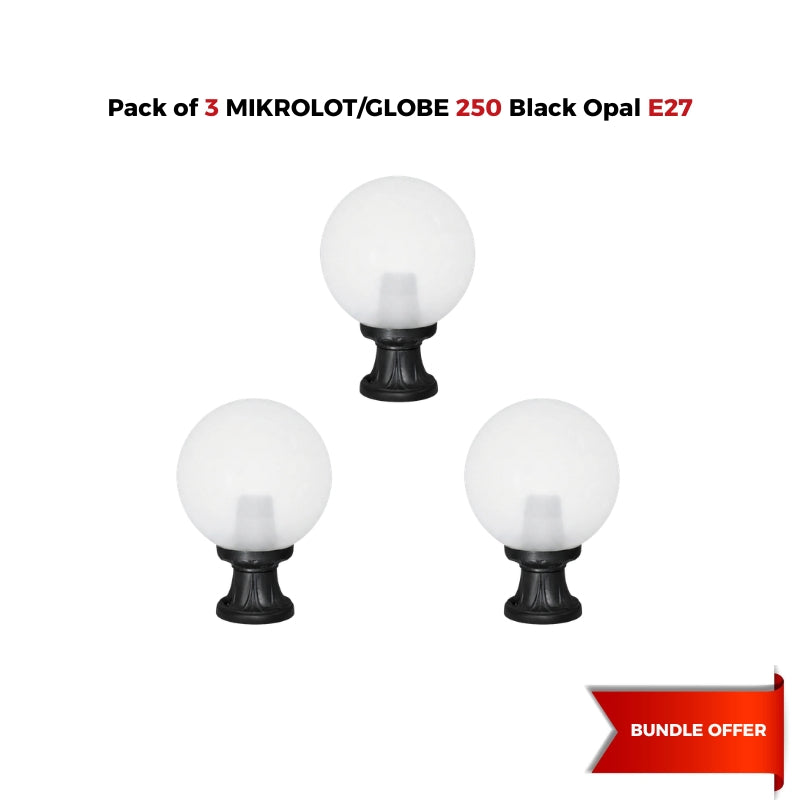 A Bundle Of 3 Fumagalli MIKROLOT/GLOBE 250 (G25.110) Black/Opal E27 Version