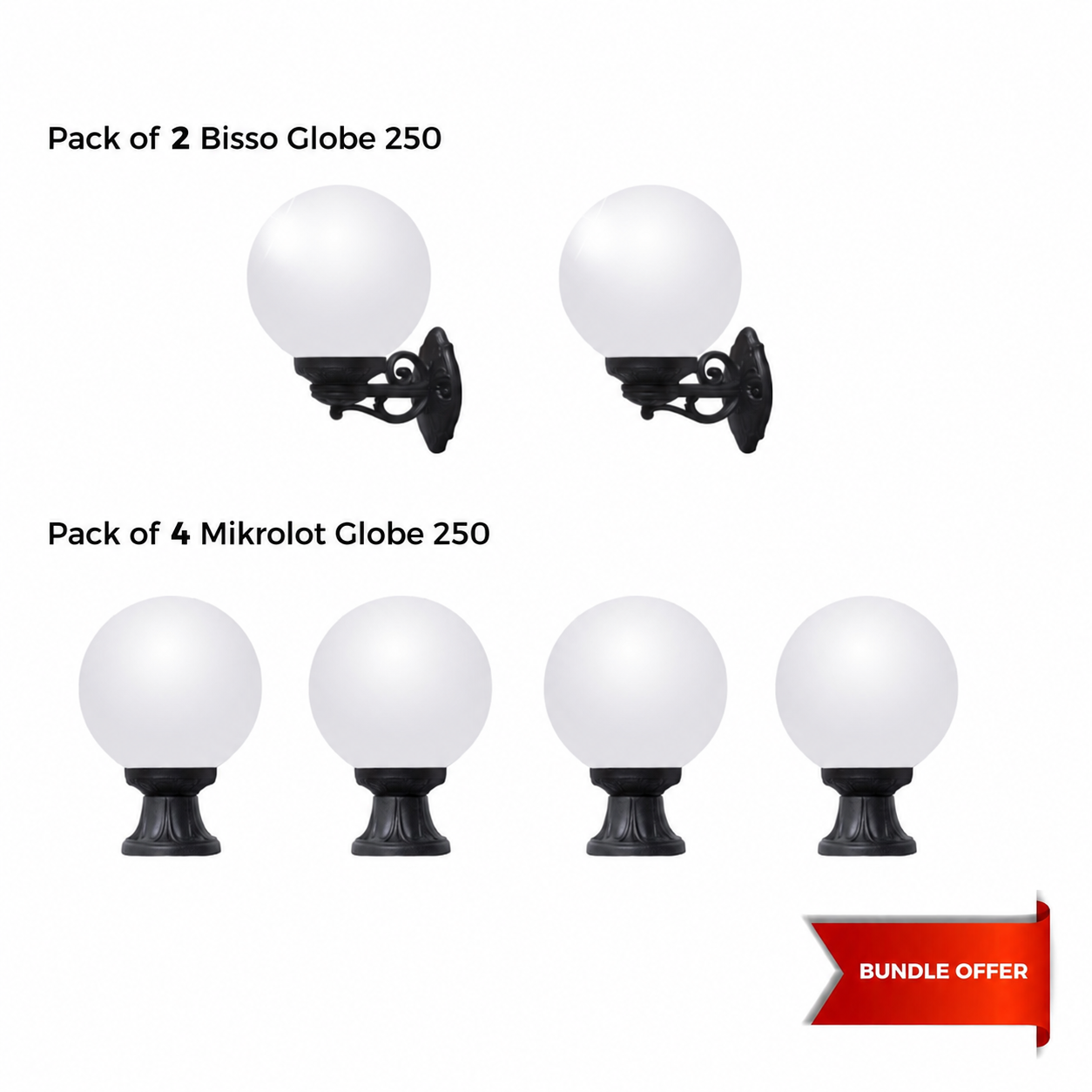 A Bundle of 6 Fumagalli GLOBE Lantern Collection Black Opal E27