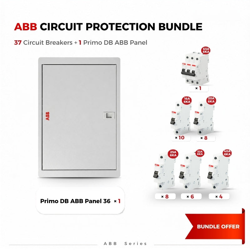 ABB Primo 36-Way Complete Distribution Panel Bundle with 3-Pole 63A 6kA Main Breaker