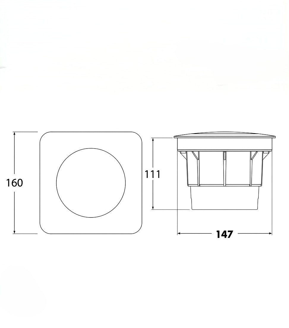 Fumagalli CECI 160-SQ (3F4) Black 10W Square Recessed Up Light - Warm Light