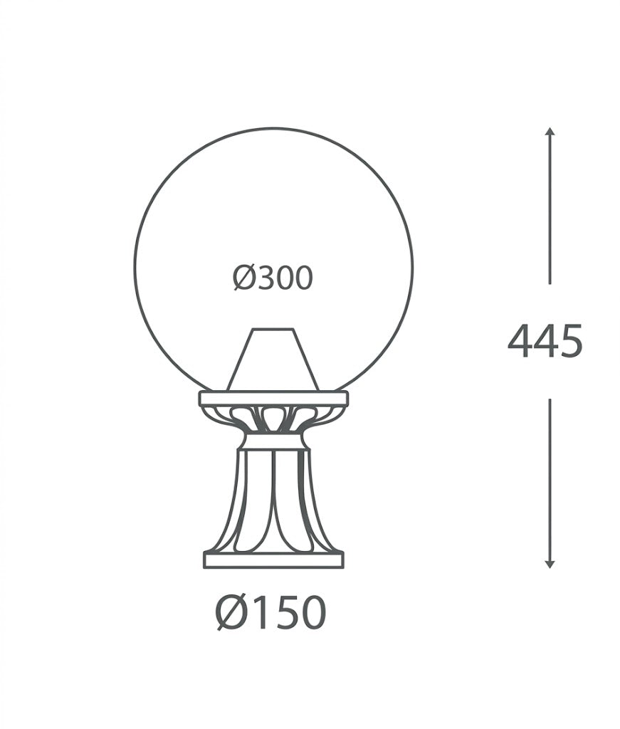 فوماجالي MINILOT/GLOBE 300 فانوس على عمود كلاسيكي أسود بغطاء أوبال E27