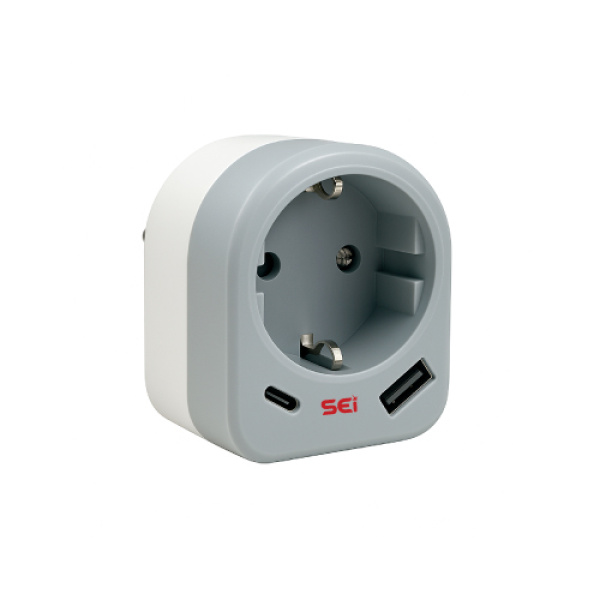 Trio 1 Side Schuko Socket 16A 230v USB Port A+C