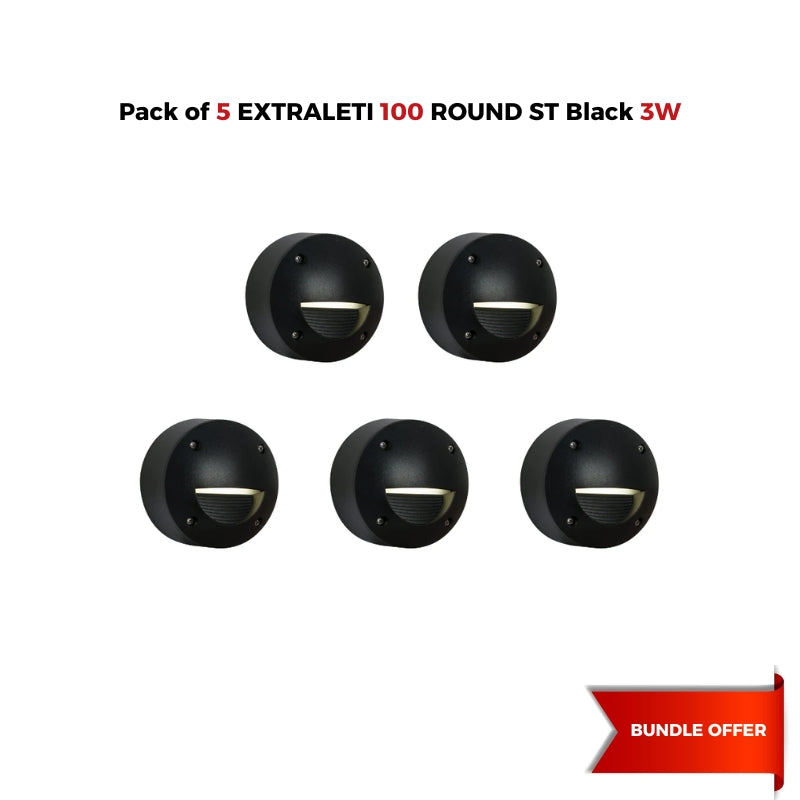 A Bundle of 5 Fumagalli EXTRALETI 100 ROUND ST (2S4) Black 3 Watt CCT Settable