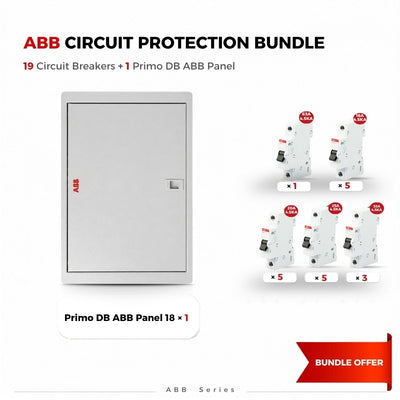 ABB Primo 18-Way Distribution Panel Bundle with 63A Main Breaker and 18 Branch Breakers