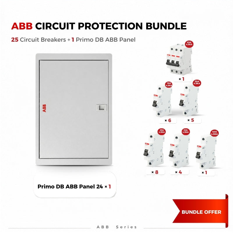 ABB Primo 24-Way Complete Distribution Panel Bundle with 63A Main Breaker