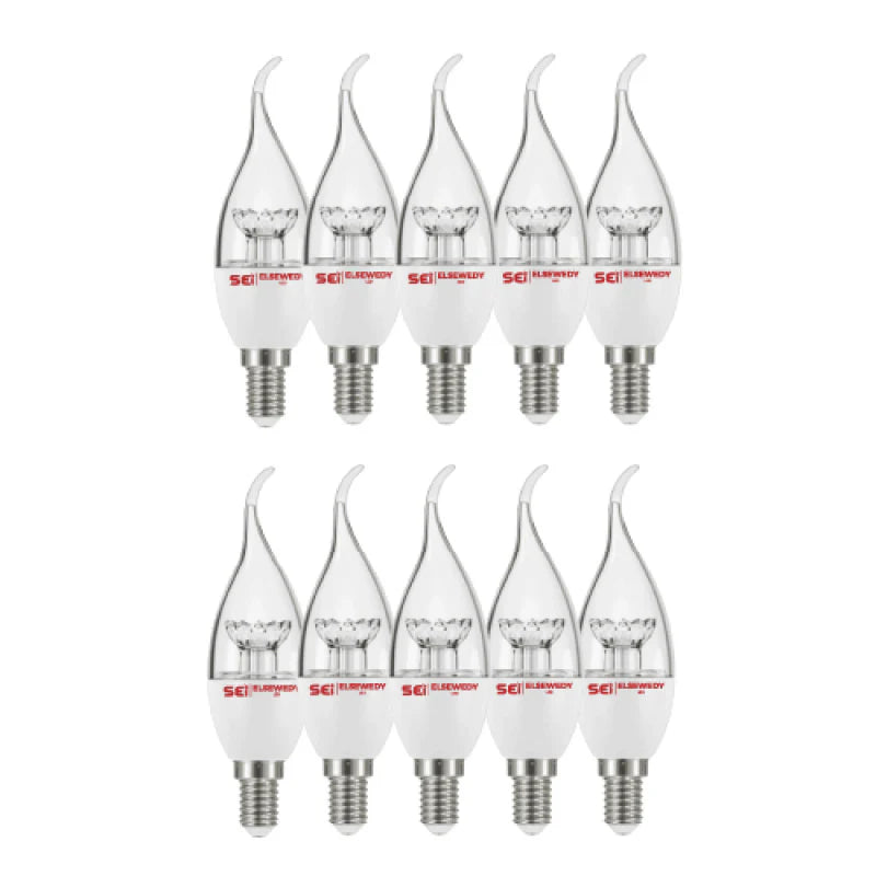 A Bundle of 10 Candle Crystal LED Lamps 6 Watt (Warm Color)