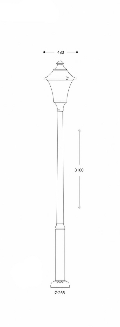 فوماجالي عمود إنارة خارجى Ektor 2500 Remo 400 (R50.361) رمادى 50 وات - E27