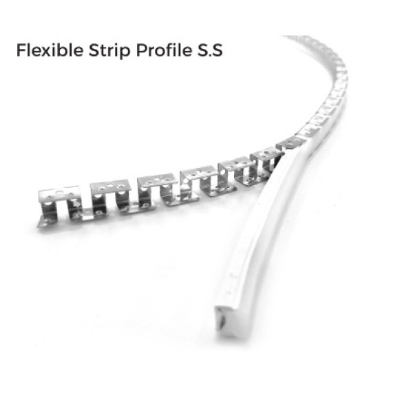 ASTER LED Neon 5Meter Roll V Recessed 9.6W/M Warm Light Color with Stainless Steel Profile